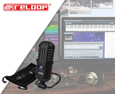 Mikrofon USB Reloop AMS SPODCASTER GO, kondensator, për podcast edhe streaming, i zi