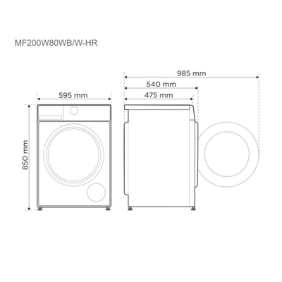Rrobalarëse Midea MF200W80WB/W-HR 1400RPM 8 kg