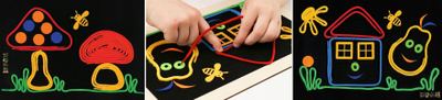 Lodër edukative Remi Spaghetti Fluo Writing, kordele me dritë LED, set kreativ, shumëngjyrësh