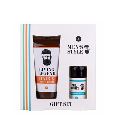 Set për meshkuj Accentra Men’s Style Bath and Body Care, xhel për trup dhe flokë Living Legend 200 ml + deodorant Mr. Right 50 ml