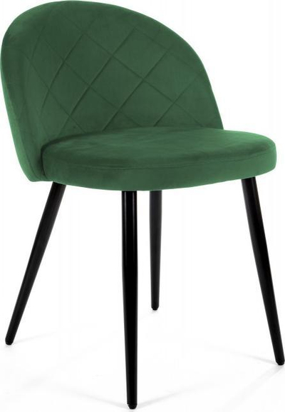 Karrige me velur SJ.077, tapiceri me qepje zbukuruese, këmbë çeliku, jeshile bottle green
