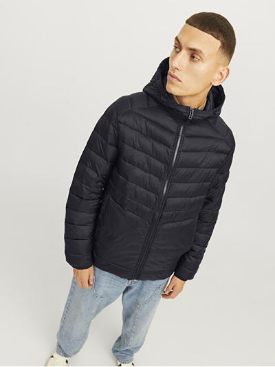 Xhaketë meshkujsh për gjysmë-sezon me kapuç – Jack & Jones 12258441, L, e zezë