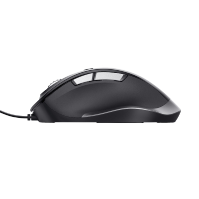 Maus TRUST Fyda, Optik, 5000 DPI, USB, 6 butona, i zi / hirtë