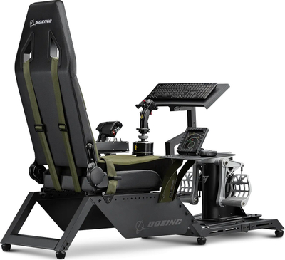 Kokpit simulimi fluturimi Next Level Racing Boeing Military NLR-S028, sedilje ushtarake canvas, strukturë e rregullueshme, jeshile ushtarake