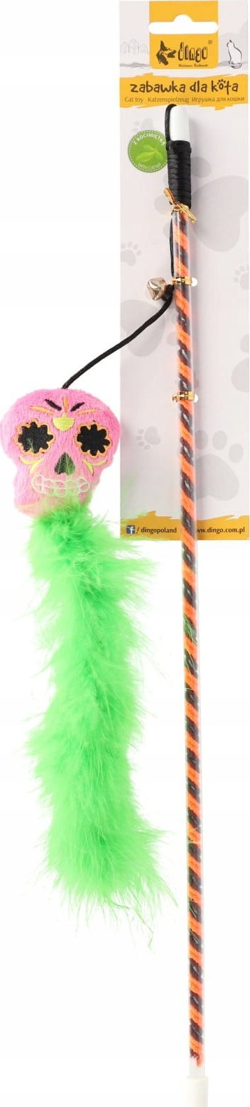 Shkop loje peshkimi për mace Dingo Upiorek, shkop 45 cm, pendë jeshile