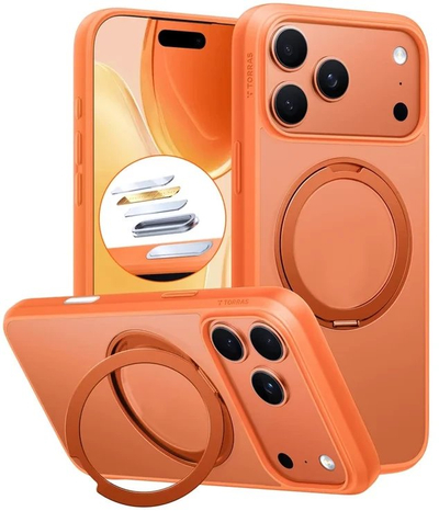 Mbulesë telefoni Torras Ostand Pro Series për iPhone 17 Pro Max, kundër goditjeve, portokalli