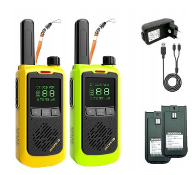 Radiolidhje Baofeng BF-T17, set 2 copë, bateri 1800mAh, e verdhë