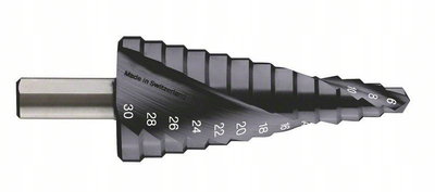 Matrapik shkallëzor Bosch HSS AlTiN, 6-30mm, për metal, gri