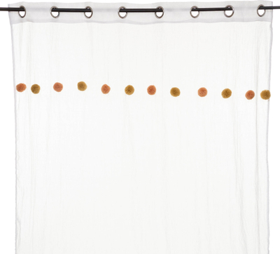 Perde Cream Sheer me pompone, 140x240cm, krem me rozë