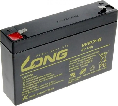 Bateri plumbi Long WP7-6, 6V, 7Ah, lidhës F1