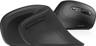 Вертикален ергономски безжичен глушец DAREU, Bluetooth 2.4G, со тивок клик, црн
