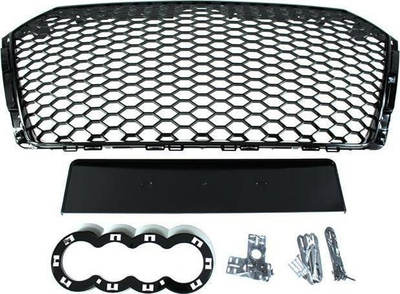Grillë përparme MTuning Audi A4 B9 RS Style, plastike ABS, me PDC, e zezë me shkëlqim