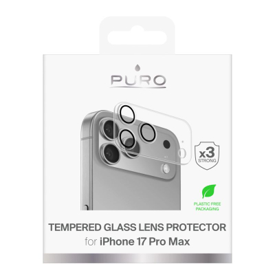 Mbrojtës kamere Puro Standard, xham i fortë i temperuar 9H, për iPhone 17 Pro Max, transparent