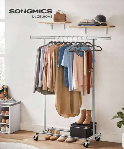 Varëse rrobash MobilRack Clothes Rack, me rrota, me dy shufra, e zezë