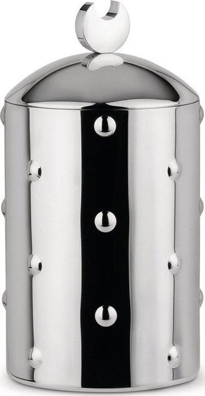 Kuti kuzhine Alessi Kalist 1 Kitchen Box, cilindrike, çelik inox, argjendtë