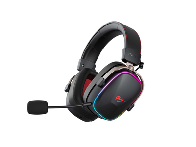 Kufje gaming Havit H2039BG, pa tela, RGB, të zeza me të kuqe