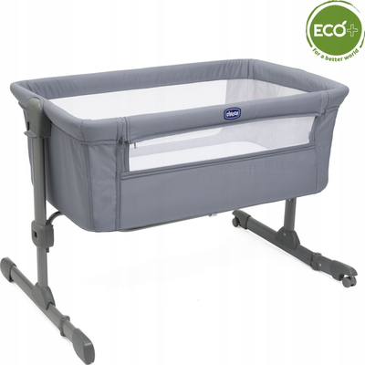 Djep anës krevatit Chicco Next2Me Essential Stone, 6 nivele lartësie, me rrota, gri