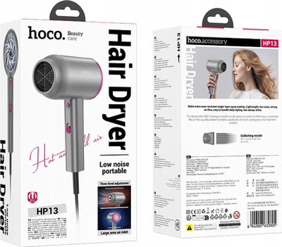 Tharëse flokësh Hoco HP13, 1600W, ajër i ngrohtë edhe i ftohtë, e kuqe