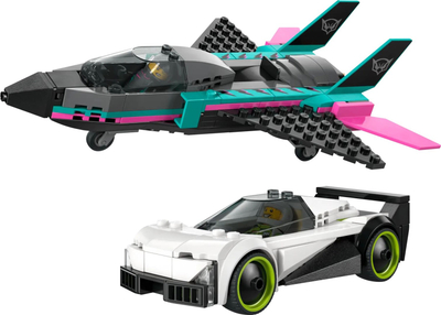 Set lodrash LEGO Jet Aircraft vs Car 60489, avion dhe makinë garash, shumëngjyrëshe