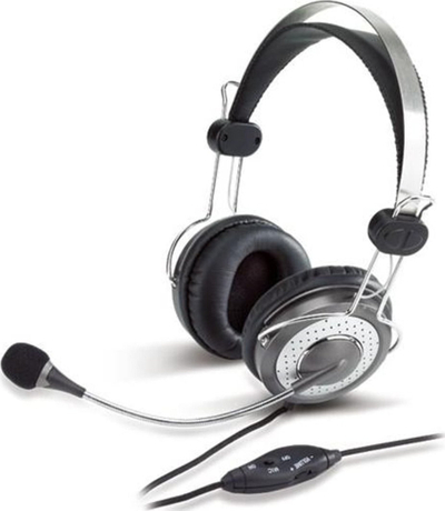 Kufje me mikrofon Genius HS-04SU, me kabllo 1.8 m, lidhje 3.5 mm, gri