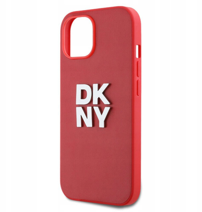 Këllëf telefoni DKNY Stack Logo, për iPhone 15, PU leather, me rrip dore, i kuq