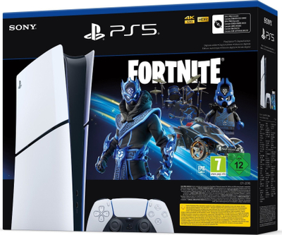 Konsolë Sony PlayStation 5 Digital Edition Slim, 1TB SSD, Fortnite, e bardhë