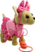 Lodër qen pelushi Plush Dog, interaktiv me litar, set me gjerra, rozë