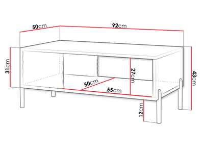 Tavolinë moderne për kafe Fetroso (92 x 43 x 50)
