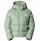 Xhaketë The North Face Hyalite Down Hooded, me kapuç, me pupla, jeshile Slate Moss