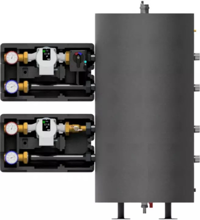 Njësi përzierëse ngrohje Purmo MIX-BOX 3, pompë Grundfos UPM3S Auto 15-60, kabinet muri CX 2F, e zezë