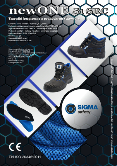 Çizme pune Sigma Safety newONE S1 SRC, me hundë çeliku, nr. 44, ngjyrë e zezë