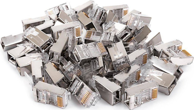Fishe rrjeti RJ45 Spacetronik PT-RJ456FT-11, Cat6 FTP, set 100 copë, metalik
