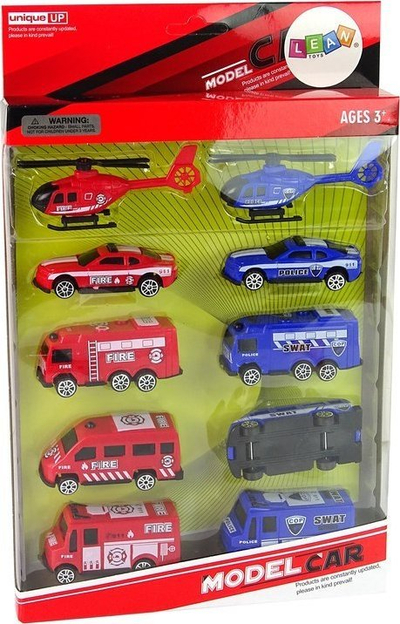 Set vetura metalike Leantoys, 10 copë, për fëmijë