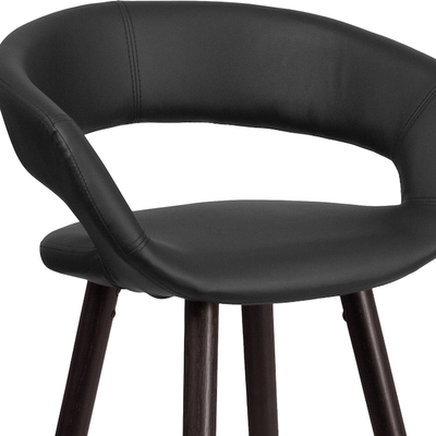 Stol bari Flash Furniture, 75cm, lëkurë sintetike, i zi