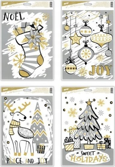 Ngjitëse dritareje MFP Christmas Glitter VA015, për zbukurim, 20x30cm, shumëngjyrëshe