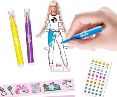 Set aktiviteti Barbie Colour In and Decorate, kukulla për ngjyrosje, stilolapsa me ngjyra