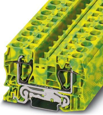 Klemë tokëzimi Phoenix Contact ST 16-PE 3036165, 2×2.5mm², montim në shinë, jeshile e verdhë