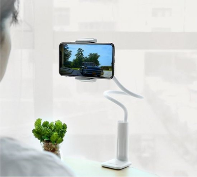 Mbajtëse tavoline Borofone Countertop për telefon, krah i lëvizshëm, rrotullim 360°, e bardhë