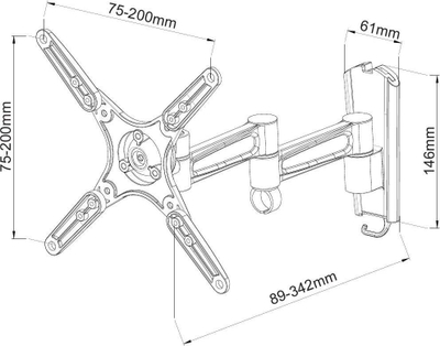 Mbajtëse muri për TV Techly, 13'' 37'', universale, e zezë