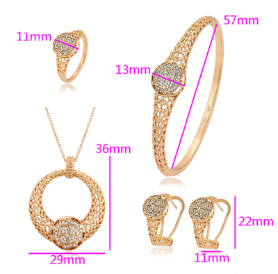 Set Xuping të praruara në ar - qafore + vathë + unazë + byzylyk, artë/bardhë, 16.10mm/#10
