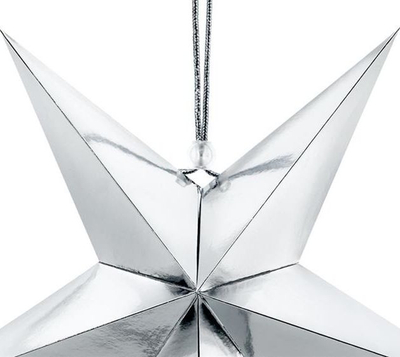 Yll dekorativ prej letre Paper Star, 30 cm, argjendtë