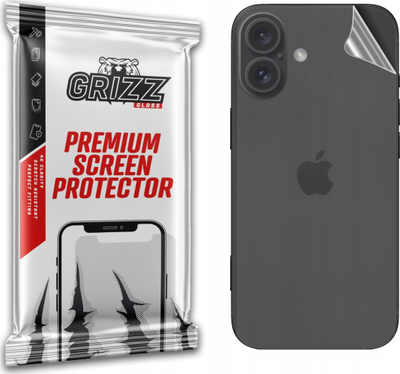 Fletë mbrojtëse për pjesën e pasme Grizz SatinSkin për iPhone 16 Plus, transparente