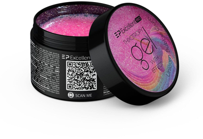 Xhel ndërtues për thonj Unicorn Bubble Gum, 50g, vetë-nivelues, rozë me xixa