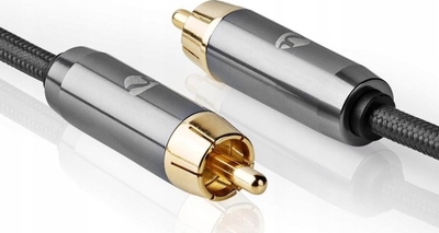 Kabllo subwoofer Nedis Profigold Fabritallic, 5 m, RCA mashkull-mashkull, gri metalike