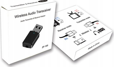 Adapter audio Bluetooth 2 në 1, transmetues edhe marrës, USB me dalje 3.5mm AUX, i zi