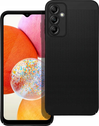 Futrollë telefoni Breezy për Samsung Galaxy A14 4G 5G, plastike e hollë me vrima ajrimi, e zezë