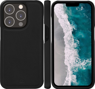 Këllëf telefoni Dbramante1928 Stockholm për iPhone 14 Pro, lëkurë vegane, me kapak dhe xhepa kartash, i zi