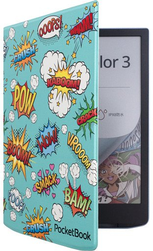 Заштитна навлака PocketBook Flip Cover Comic Print, 7.8\", за InkPad 4 Color, повеќебојна