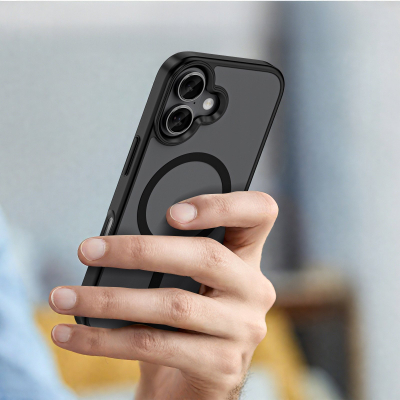 Mbështjellës telefoni Tech-Protect MagMat MagSafe për iPhone 17, TPU dhe polikarbonat, kompatibil me MagSafe, i zi mat