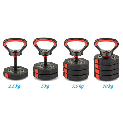 Kettlebell Eb Fit Composite, 10 kg, peshë e rregullueshme, e zezë me të kuqe